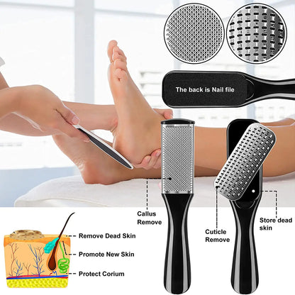 Pedicure Kit-Foot care tool with nail file and brush, showing its functions and benefits.