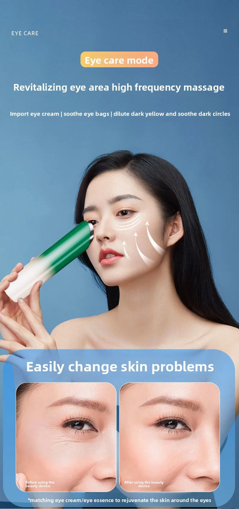 Multifunctiona Beauty Device Skin Lifting Firming Eye Massager Deep Cleansing Face Import Instrument Portable Skin Care Tool