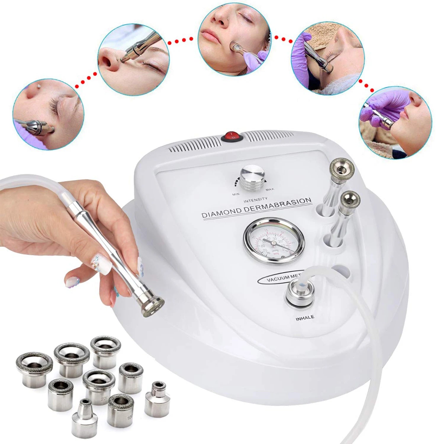 Diamond Microdermabrasion Machine  machine with attachments on a white background
