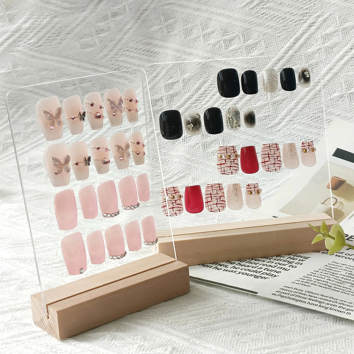 Nail Display Board Transparent Acrylic Nails Art ToolsIns Log Display Stand Desktop Wear Nail Works Live Background Storage