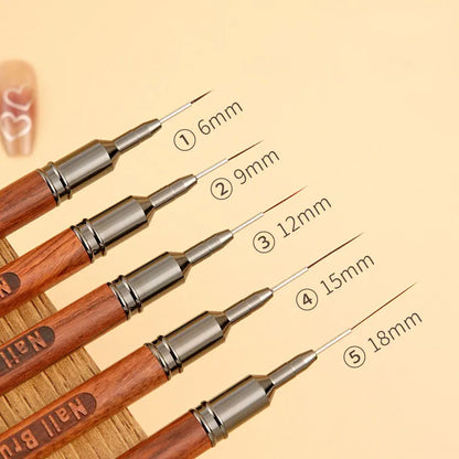 Nails Art Liner Brushes Wooden Handle Phototherapy Acrylic UV Gel Brush for Elongated Lines Painting Professional Manicure Tool