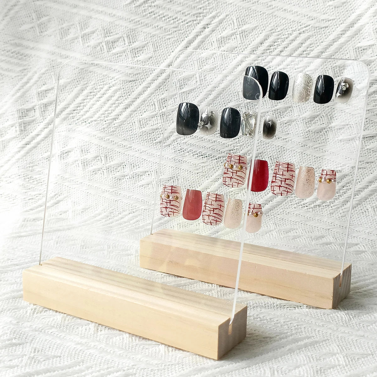 Nail Display Board Transparent Acrylic Nails Art ToolsIns Log Display Stand Desktop Wear Nail Works Live Background Storage