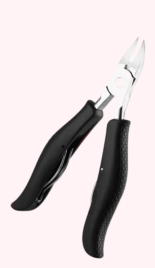 Pair of black-handled pliers on a white background with text about spring upgrade.