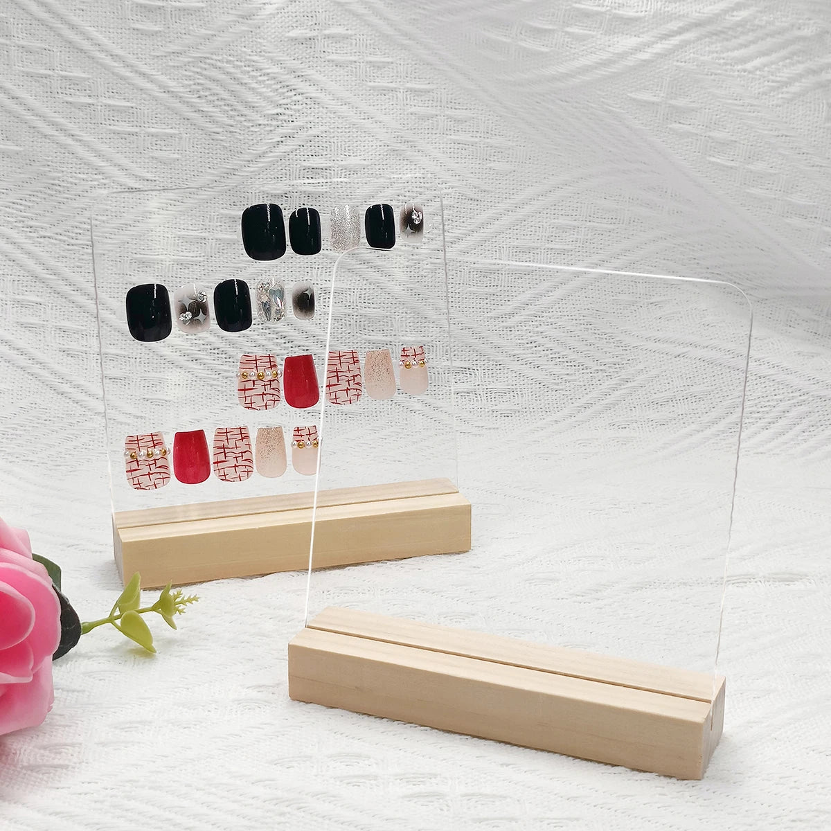 Nail Display Board Transparent Acrylic Nails Art ToolsIns Log Display Stand Desktop Wear Nail Works Live Background Storage