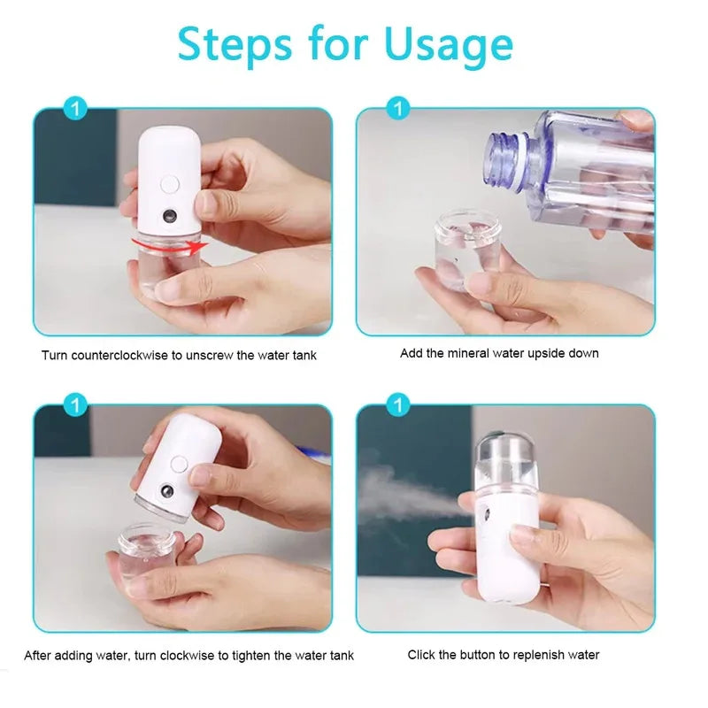 Facial Humidifier Mist – Portable Rechargeable Skin Hydrator