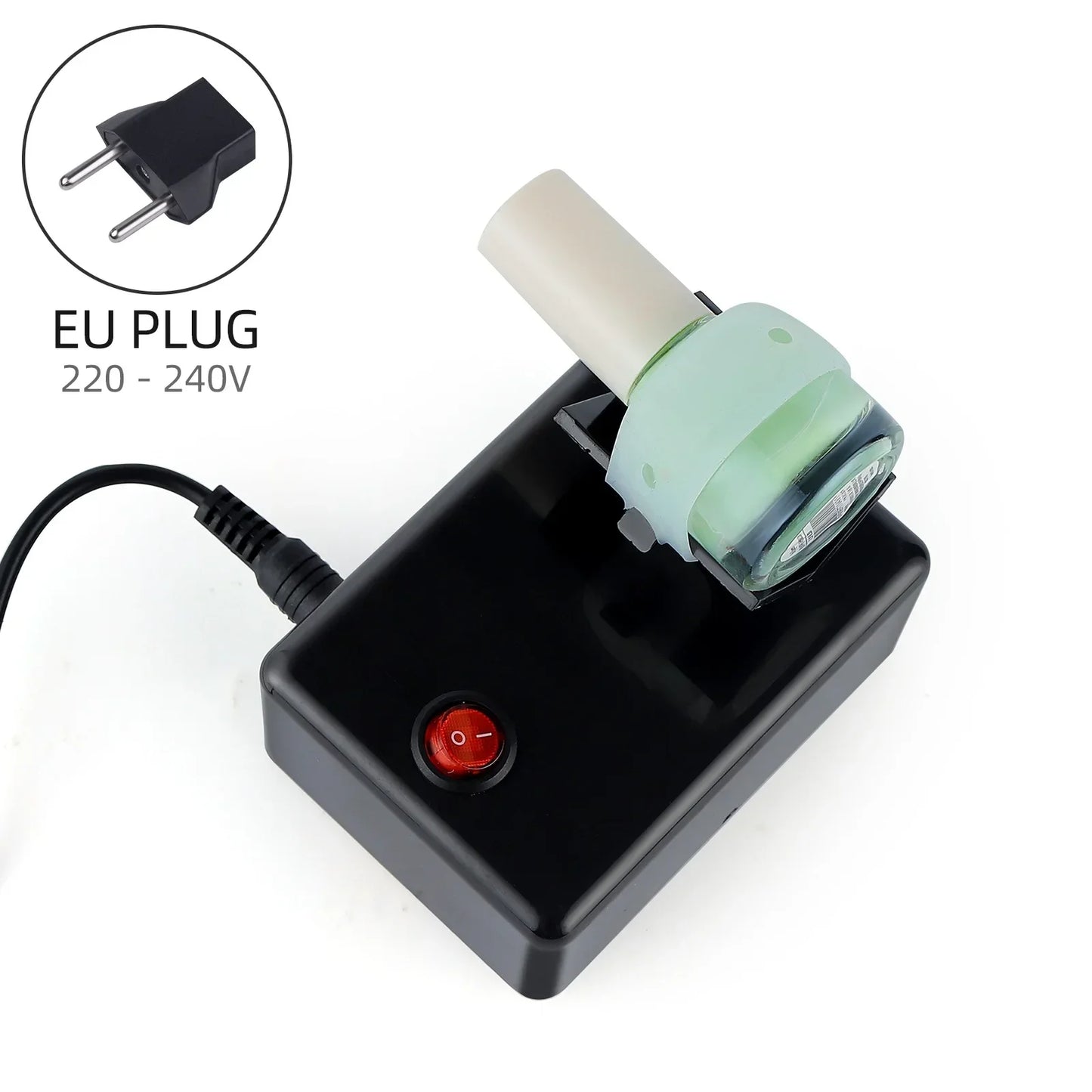 Hair dryer with EU plug adapter on a white background Electric Nail Polish Shaker