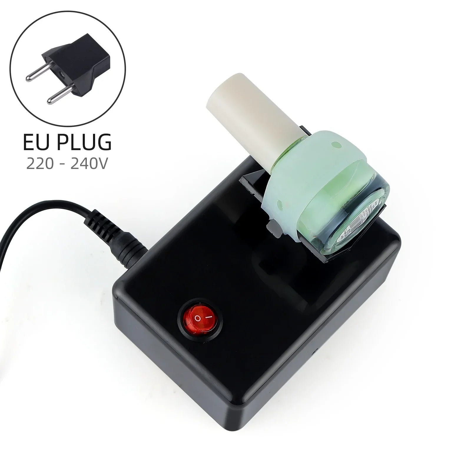 Hair dryer with EU plug adapter on a white background Electric Nail Polish Shaker
