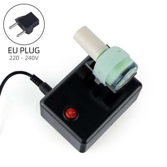 Hair dryer with EU plug adapter on a white background Electric Nail Polish Shaker