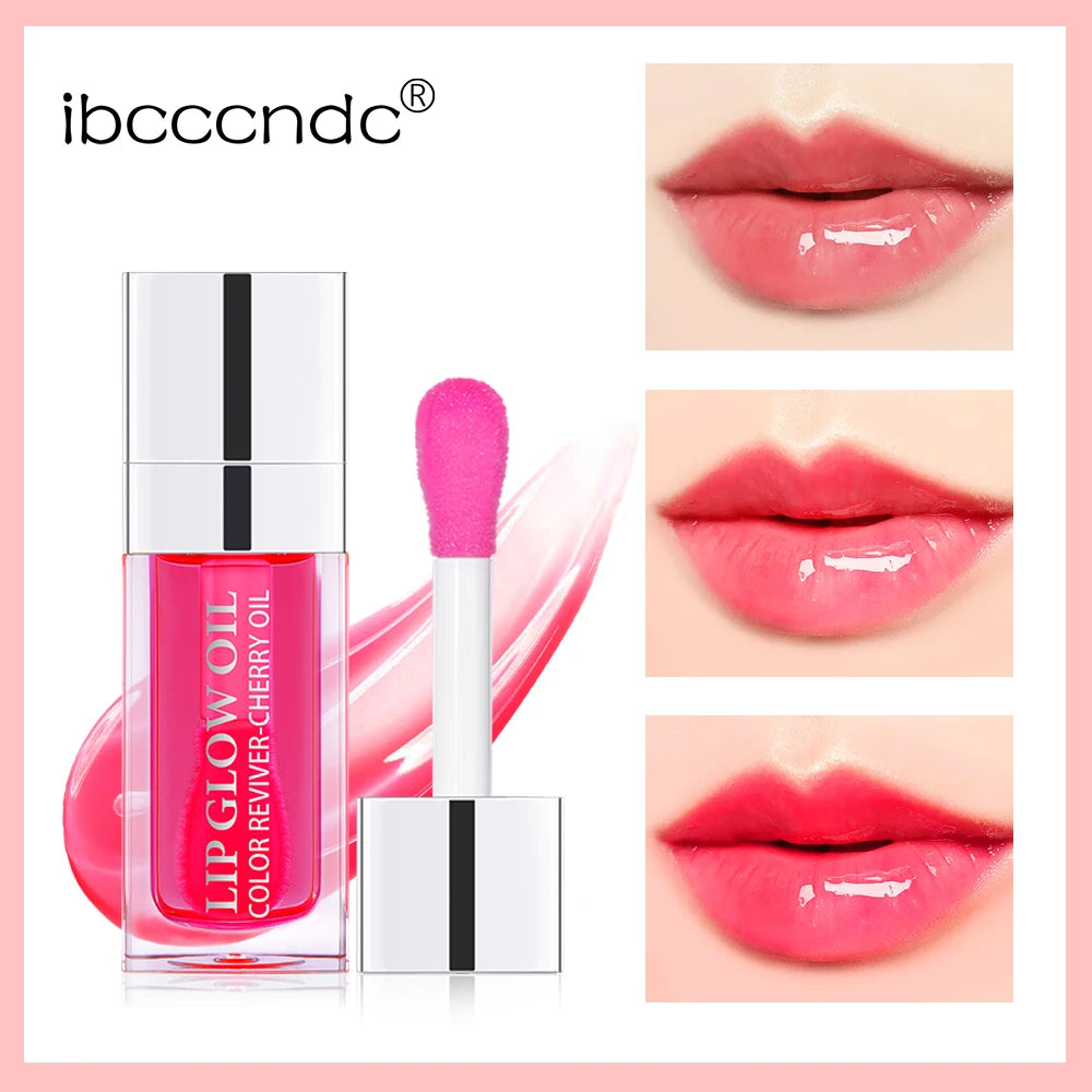 Moisturising Lip Balm Oil  gloss oil with a pink cap and visible brand 'ibcccndc' on a pink background.