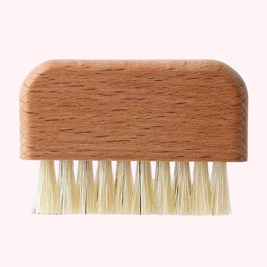 Wooden Nail Brush with Natural Sisal Bristles head on a white background
