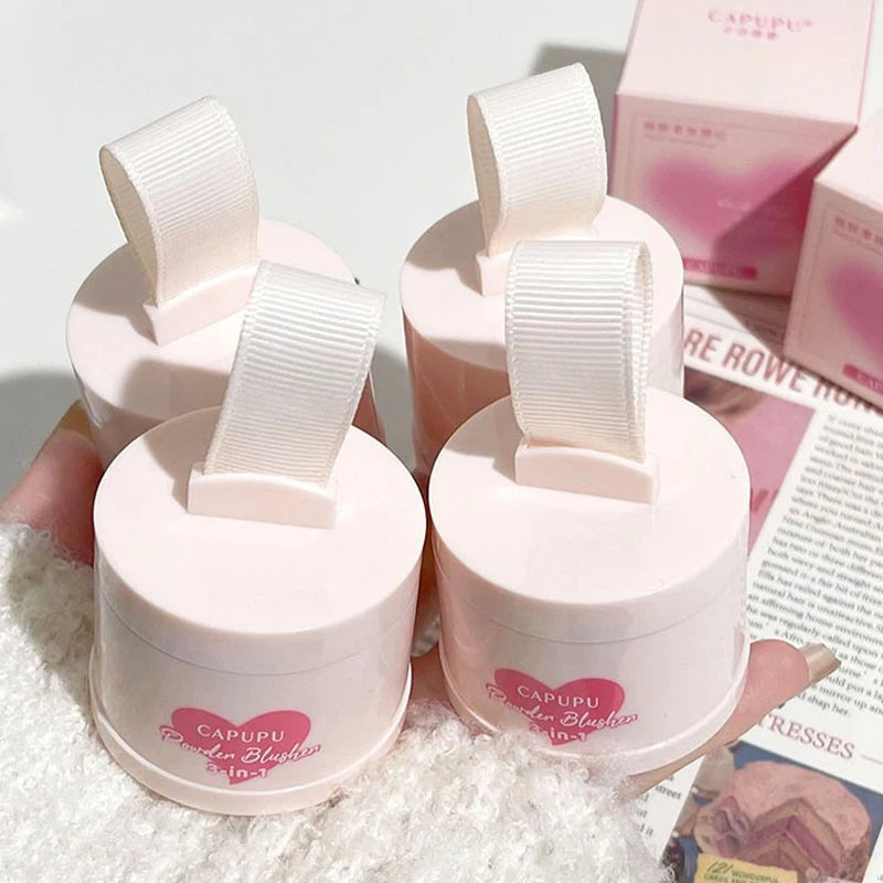 Powder Blush Palette - 3-in-1 compact with soft matte blush and contour, showcased in elegant packaging.