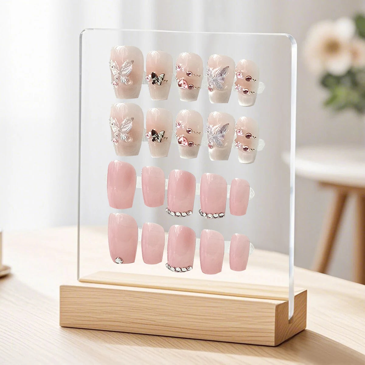 Nail Display Board Transparent Acrylic Nails Art ToolsIns Log Display Stand Desktop Wear Nail Works Live Background Storage