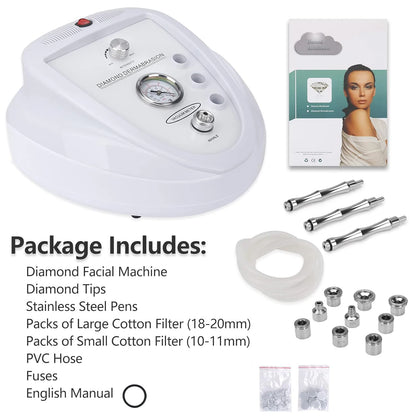 Diamond facial Microdermabrasion Machine  with accessories on a white background